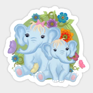 Mommy and Baby Elephants Sticker